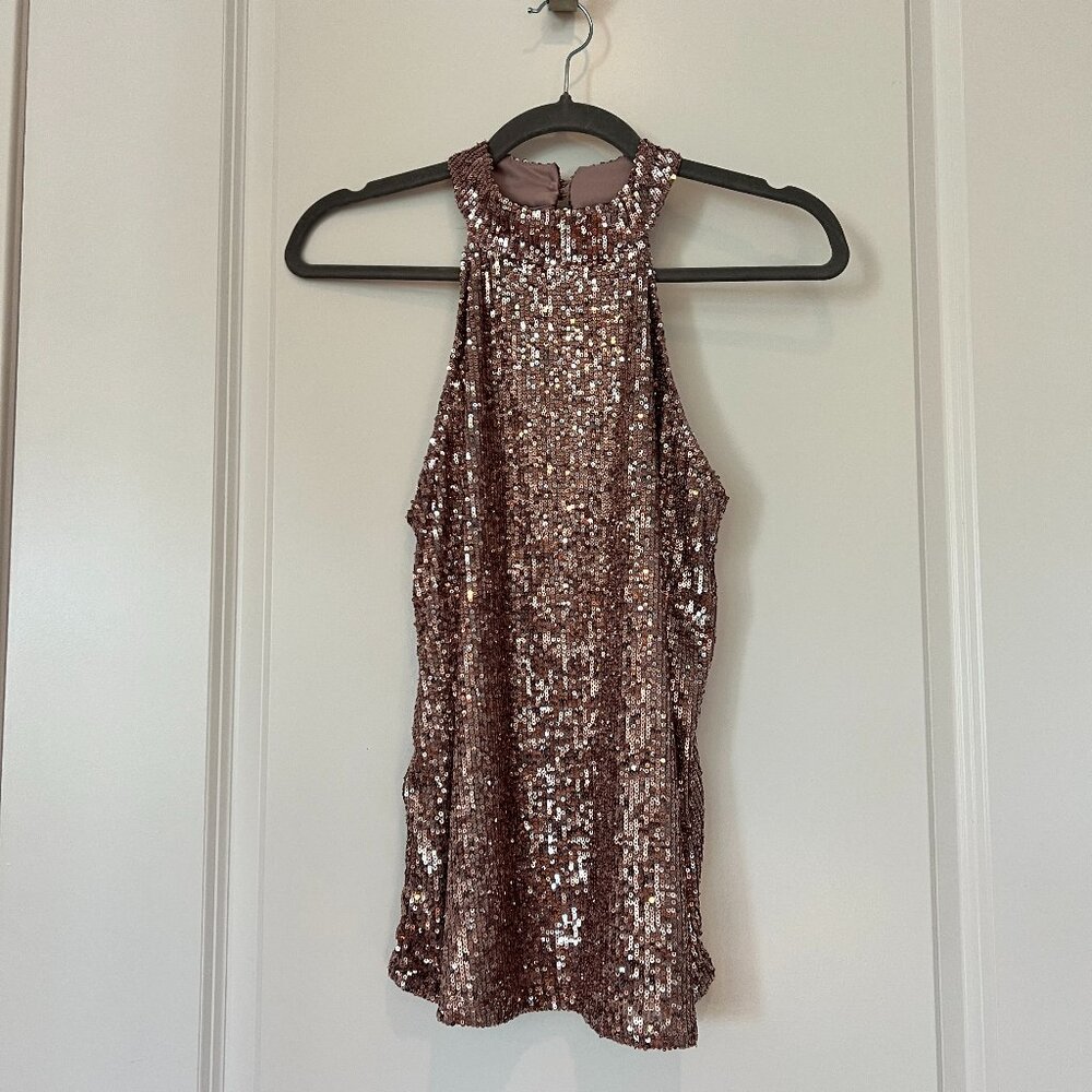 Cable & Gauge Rose Gold Sequin Sleeveless Top New With Tags Size S